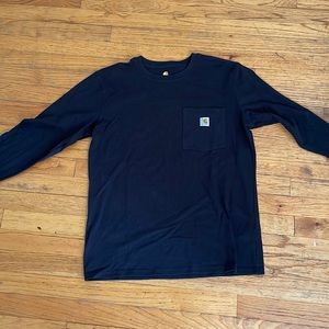 Black Carhartt long sleeve. Never been worn (appears blue in pics but is black)